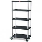 View: 9T42 Mobile Shelf Truck, 5-Shelf Mobile Truck with 5" dia. (12.7 cm) Casters, 2 with Locks
